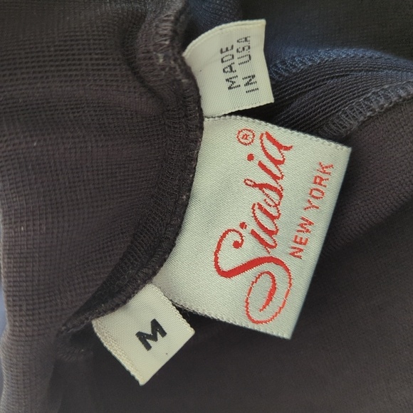 Siasia Stretch Pencil Skirt Vintage 80's Long Midi Front Slit Black - Picture 9 of 11